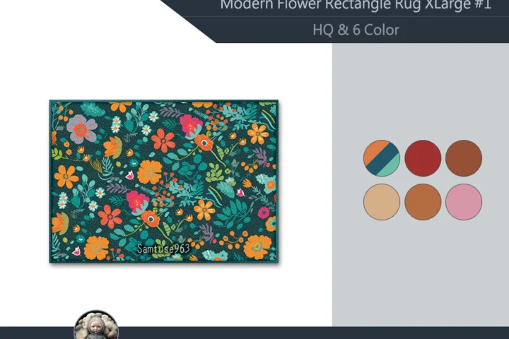 HQ XLarge Modern Flower Rectangle Dance Rug #1 Samtuse963