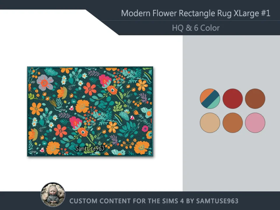 HQ XLarge Modern Flower Rectangle Dance Rug #1 Samtuse963