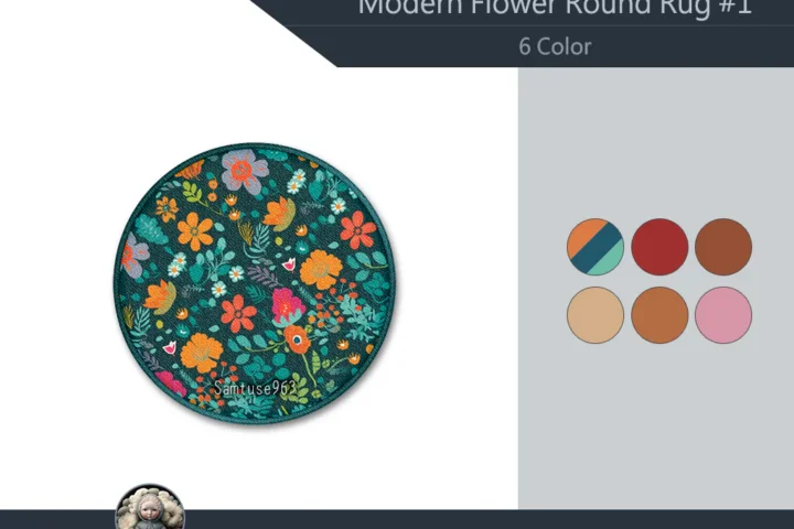 HQ Modern Flower Round Dance Rug #1 Samtuse963