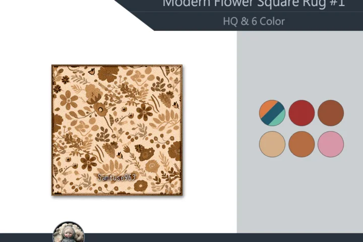 HQ Modern Flower Square Dance Rug #1 Samtuse963