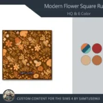 HQ Modern Flower Square Dance Rug #1 Samtuse963