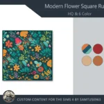 HQ Modern Flower Square Dance Rug #1 Samtuse963