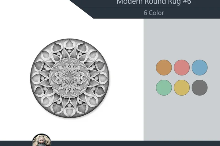 Modern Round Dance Rug #6 Samtuse963