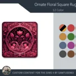Ornate Floral Square Dance Rug #1 Samtuse963