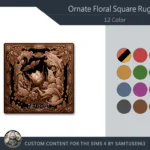 Ornate Floral Square Dance Rug #2 Samtuse963