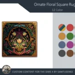 Ornate Floral Square Dance Rug #3 Samtuse963
