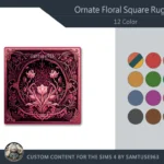 Ornate Floral Square Dance Rug #3 Samtuse963
