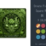 Ornate Floral Square Dance Rug #4 Samtuse963