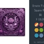 Ornate Floral Square Dance Rug #4 Samtuse963