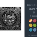 Ornate Floral Square Dance Rug #4 Samtuse963