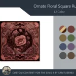 Ornate Floral Square Dance Rug #5 Samtuse963