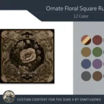Ornate Floral Square Dance Rug #5 Samtuse963