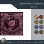 Ornate Floral Square Dance Rug #5 Samtuse963