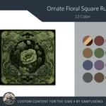 Ornate Floral Square Dance Rug #5 Samtuse963