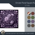 Ornate Floral Square Dance Rug #6 Samtuse963