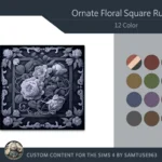Ornate Floral Square Dance Rug #6 Samtuse963