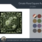 Ornate Floral Square Dance Rug #6 Samtuse963