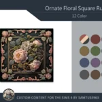 Ornate Floral Square Dance Rug #6 Samtuse963