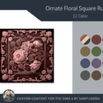 Ornate Floral Square Dance Rug #6 Samtuse963