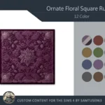 Ornate Floral Square Dance Rug #7 Samtuse963