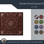 Ornate Floral Square Dance Rug #7 Samtuse963