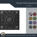 Ornate Floral Square Dance Rug #7 Samtuse963