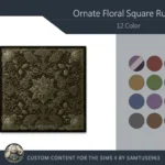 Ornate Floral Square Dance Rug #7 Samtuse963