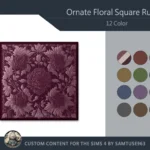 Ornate Floral Square Dance Rug #8 Samtuse963