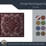Ornate Floral Square Dance Rug #8 Samtuse963