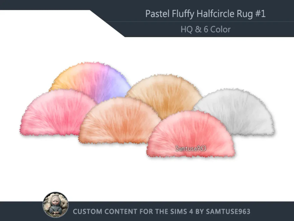 HQ Pastel Fluffy Half Circle Dance Rug #1 Samtuse963