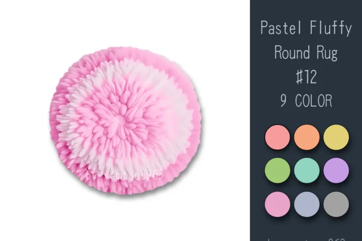 Pastel Fluffy Round Dance Rug #12 Samtuse963