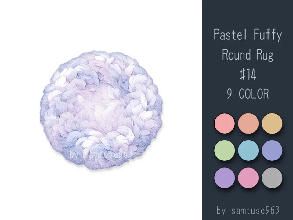 Pastel Fluffy Round Rug #14-Samtuse963