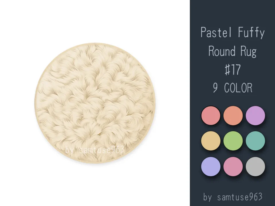 Pastel Fluffy Round Rug #17-Samtuse963