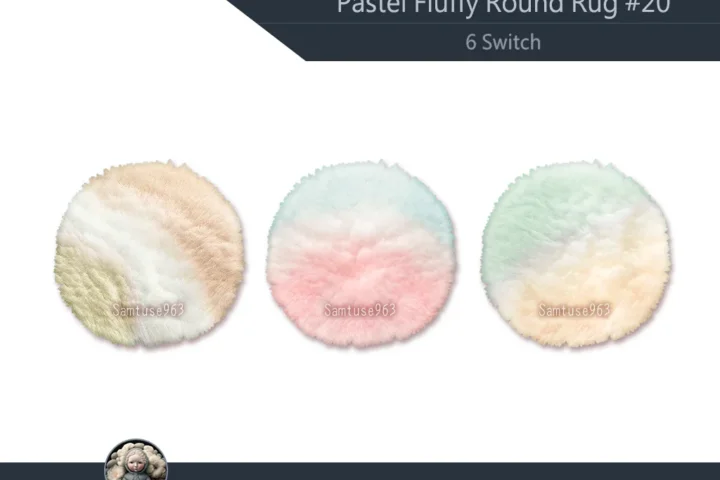 Pastel Fluffy Round Dance Rug #20 Samtuse963