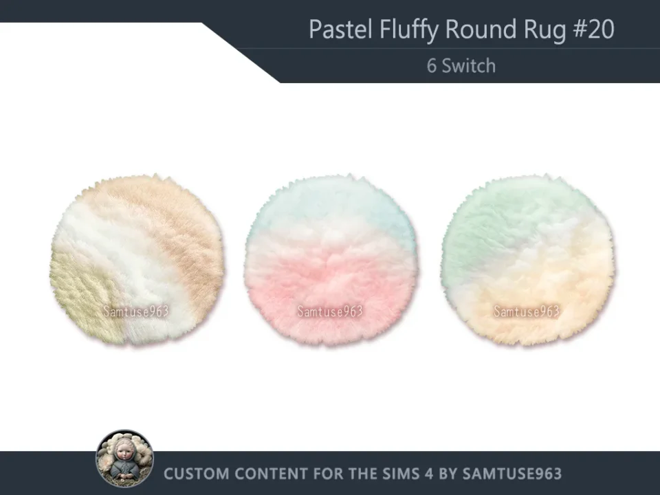 Pastel Fluffy Round Dance Rug #20 Samtuse963