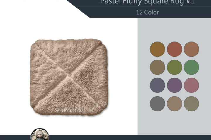 Pastel Fluffy Square Dance Rug #1 Samtuse963