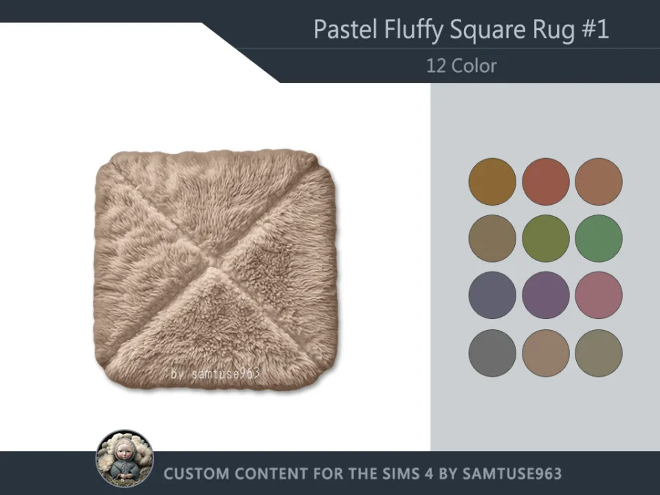 Pastel Fluffy Square Dance Rug #1 Samtuse963
