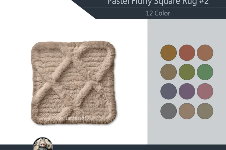 Pastel Fluffy Square Dance Rug #2 Samtuse963