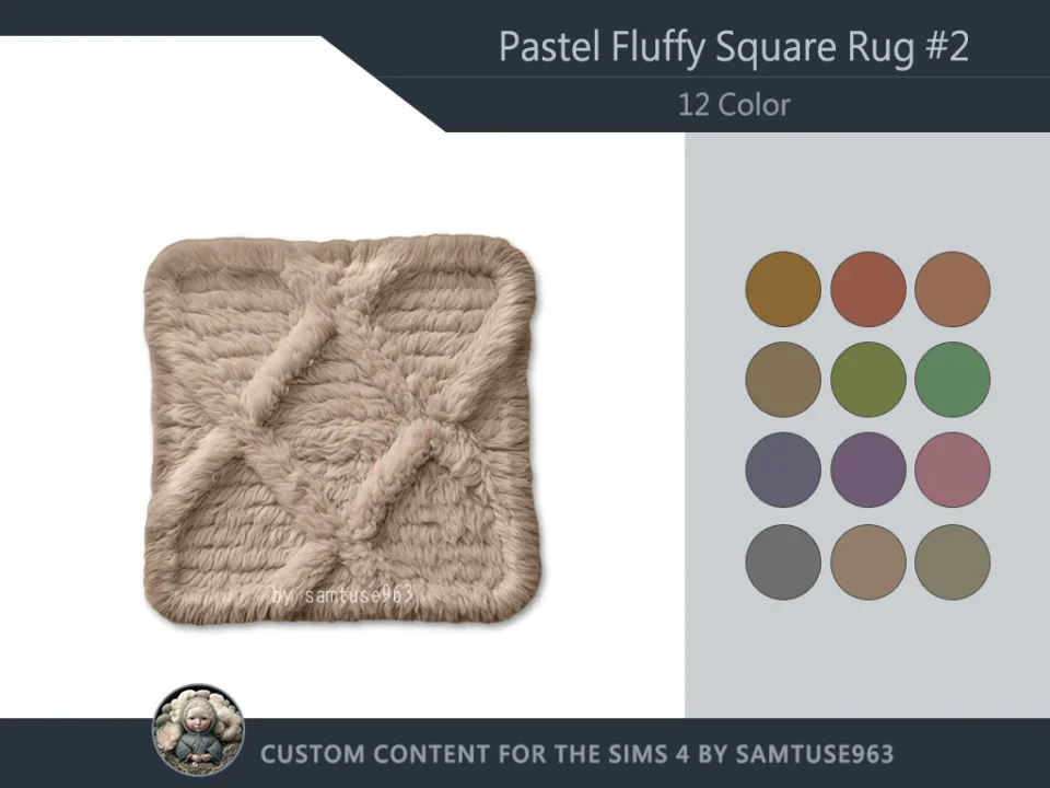 Pastel Fluffy Square Dance Rug #2 Samtuse963