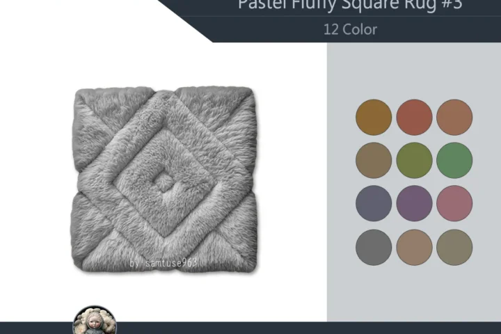 Pastel Fluffy Square Dance Rug #3 Samtuse963