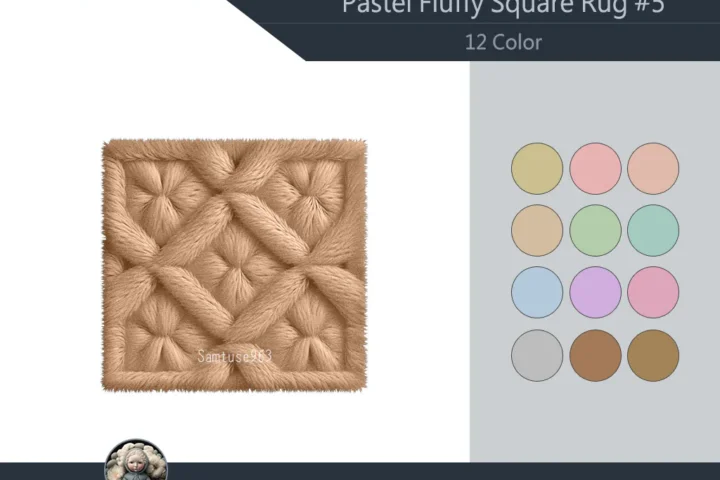 Pastel Fluffy Square Dance Rug #5 Samtuse963