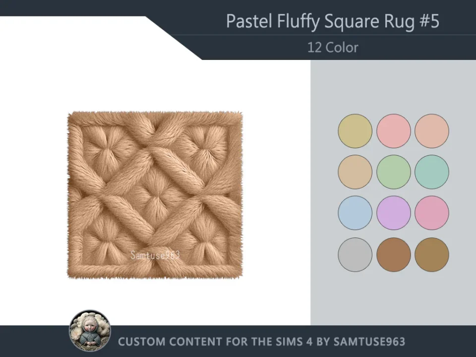 Pastel Fluffy Square Dance Rug #5 Samtuse963