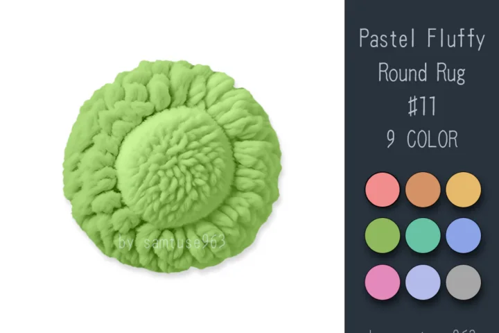 Pastel Fluffy Round Dance Rug #11 Samtuse963
