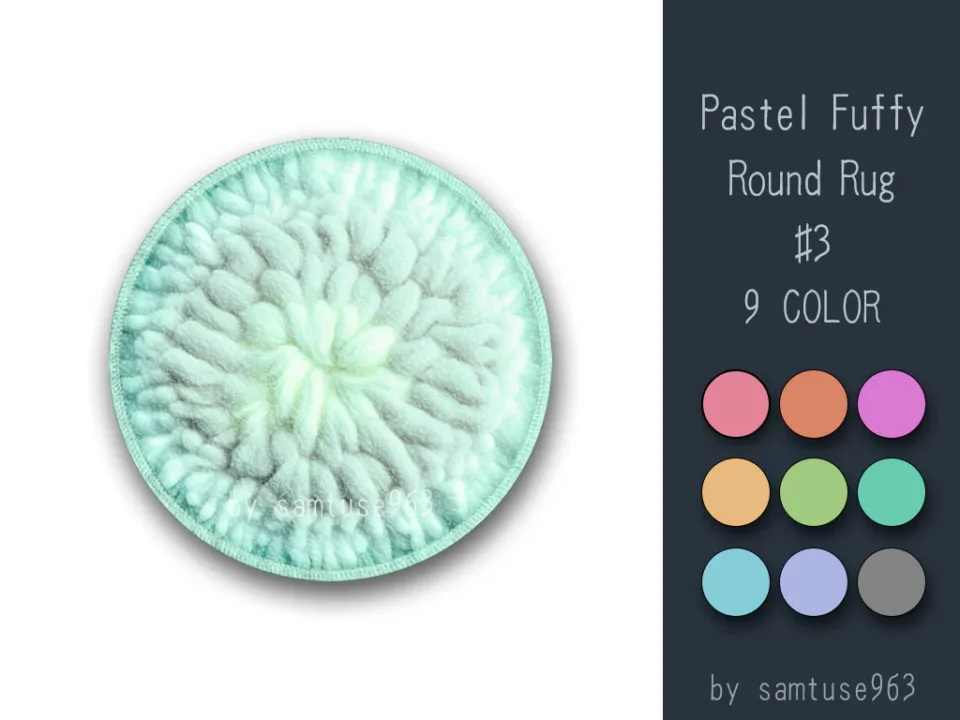 Pastel Fluffy Round Dance Rug #3 Samtuse963