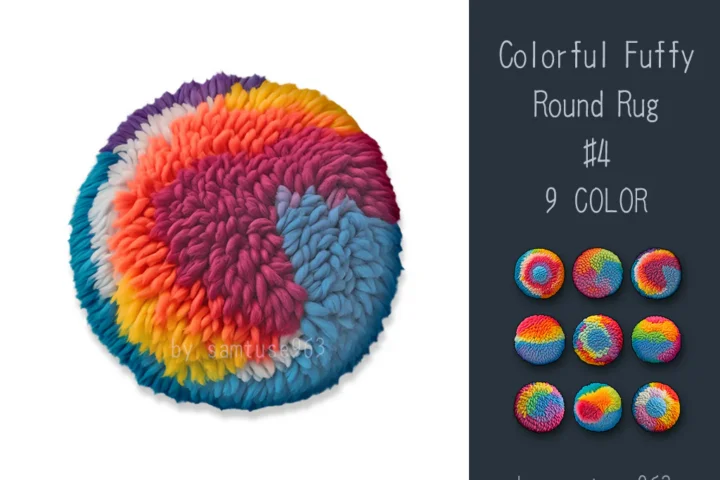 Pastel Fluffy Round Dance Rug #4 Samtuse963