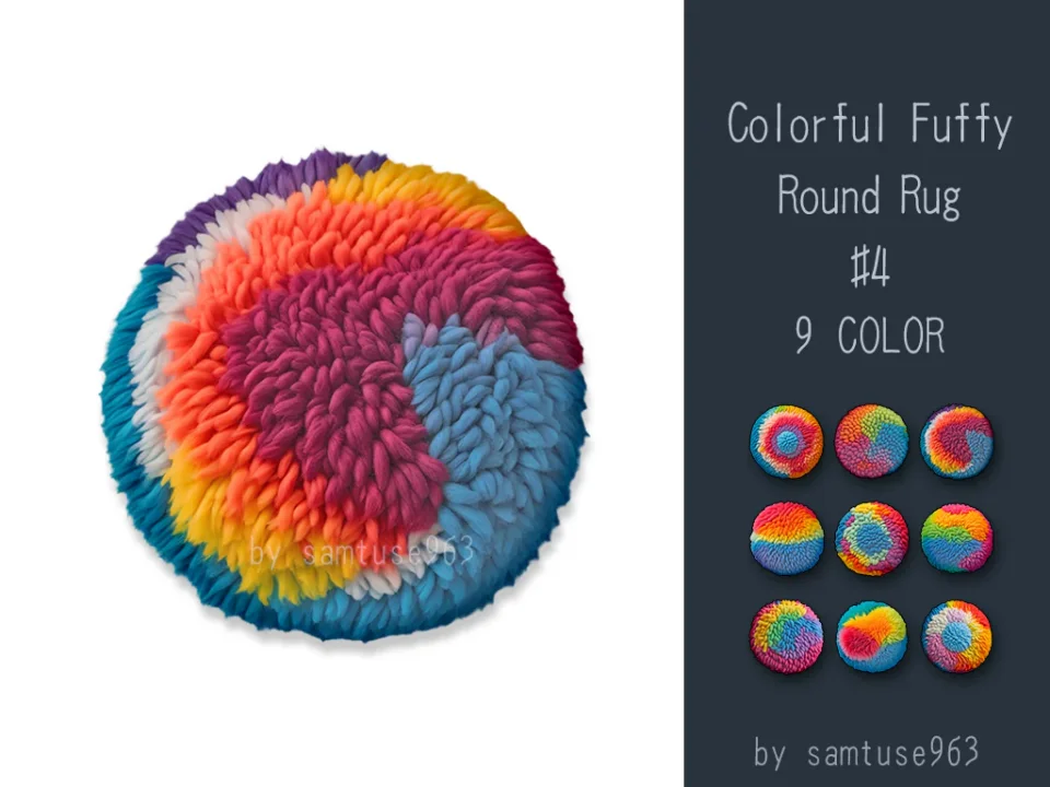 Pastel Fluffy Round Dance Rug #4 Samtuse963