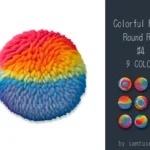 Pastel Fluffy Round Dance Rug #4 Samtuse963