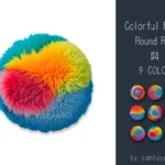 Pastel Fluffy Round Dance Rug #4 Samtuse963