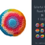 Pastel Fluffy Round Dance Rug #4 Samtuse963