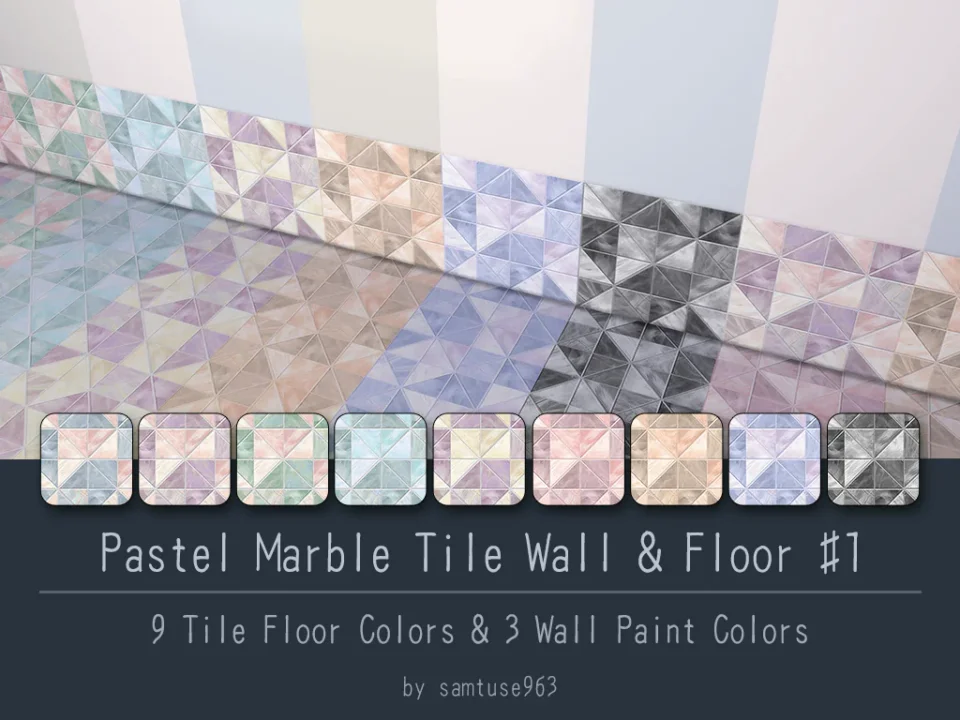Pastel Marble Tile Wall & Floor Kit #1 Samtuse963